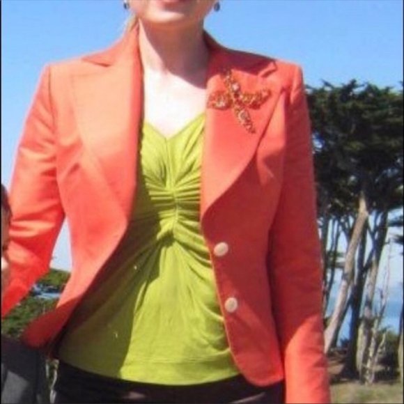 Kiton silk taffeta jacket in bright orange - Picture 1 of 9